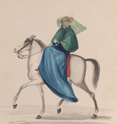 馬に乗った優雅な女性（ペルー...を描いたデッサン群より） 1848年頃 作： Francisco