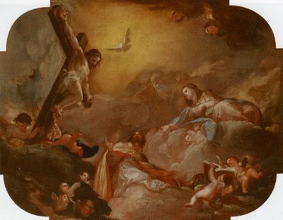 聖アウグスティヌスと十字架につけられたキリストを慕う聖母 作： Francisco Bayeu y Subias