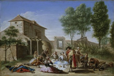 フィールドでのスナック、c.1784-5（キャンバスに油彩） 作： Francisco Bayeu y Subias