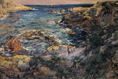 ""スペインのアイグアブラバの海岸の眺め "" フランセスク・ギメノ・イ・アラサ（1858-1927）の絵画 19世紀末から20世紀初頭のバルセロナ。カタルーニャ美術博物館。 作： Francisco Gimeno y Arasa