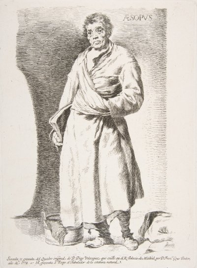 イソップイソップ、ベラスケス後のエッチングから、1778年。 作： Francisco de Goya
