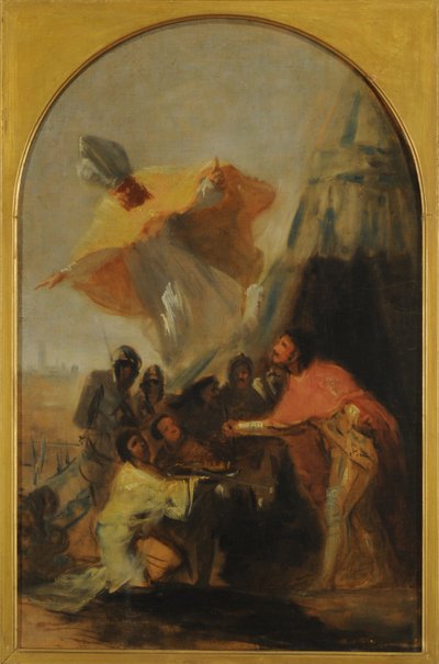 セビリアの城壁の前の聖イシドール王のフェルディナンド王への出現 作： Francisco de Goya