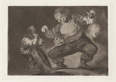 Bobalic?n (Simpleton)、別名 After Vice Comes Fornicio (After Vice Comes Fornication)、シリーズ Los absurdities (Los proverbios) から 作： Francisco de Goya