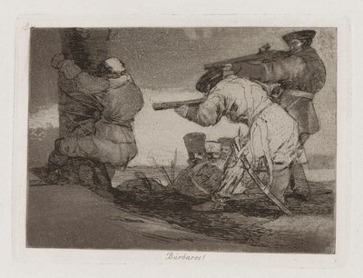 バーバリアン！ (野蛮人!)、「戦争の惨事」のプレート 38 作： Francisco de Goya