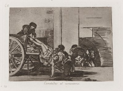 墓地へのカートロード、戦争の惨事からのプレート64 作： Francisco de Goya