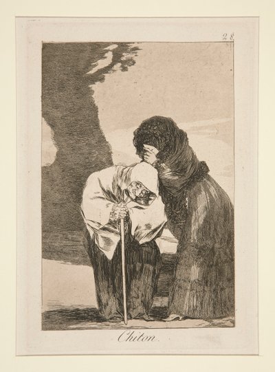キトン（静寂）、pl。 シリーズ ロス カプリチョスから 28 作： Francisco de Goya