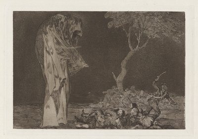 恐怖の愚かさ、別名「恐怖によって名誉を失うな」、シリーズ「Los proverbios」より 作： Francisco de Goya