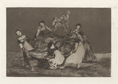 死んだロバよりも重いとしても知られる女性の愚かさ、シリーズ Proverbs から 作： Francisco de Goya
