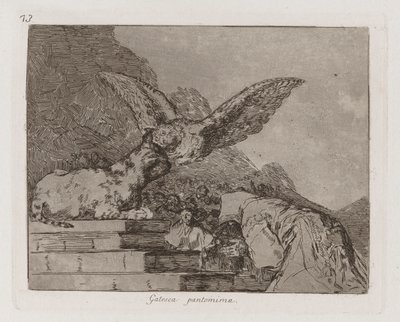 Gatesque Pantomime (猫のパントマイム)、「The Disaster of War」のプレート 73 作： Francisco de Goya