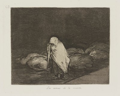 死の床。 （死のベッド。）、pl。 シリーズ「戦争の災害」からの62 作： Francisco de Goya