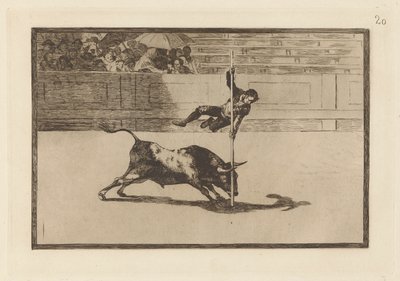 マドリッドの[リング]でのフアニート・アピナーニの軽さと大胆さ、ラ・タウロマキアのプレート20 作： Francisco de Goya