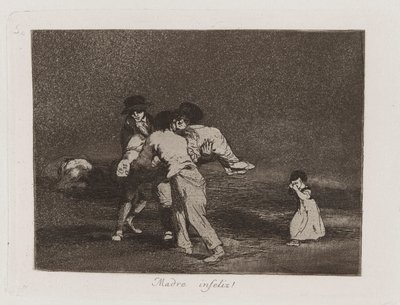 不幸な母親！ (不幸な母!)、「戦争の惨事」のプレート 50 作： Francisco de Goya