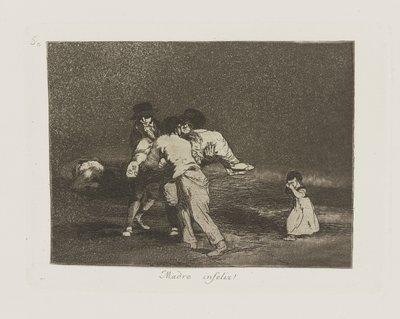 不幸な母親！ （不幸な母！）、pl。 シリーズ「戦争の惨事」から 50 作： Francisco de Goya