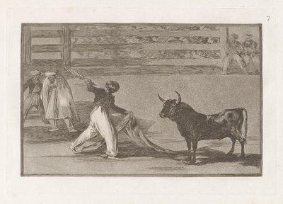 ハープーンの起源？ バンデリラ (ハープーンまたはバンデリラの起源)、闘牛のプレート 7 作： Francisco de Goya