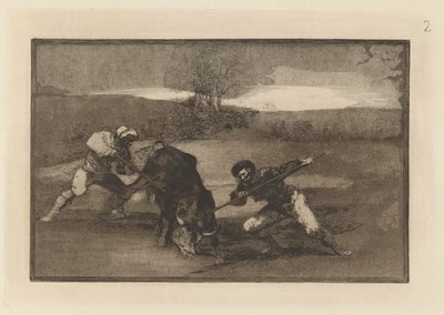 別の狩り方？ foot (Another Way of Hunting on Foot), Plate 2 from 闘牛 作： Francisco de Goya