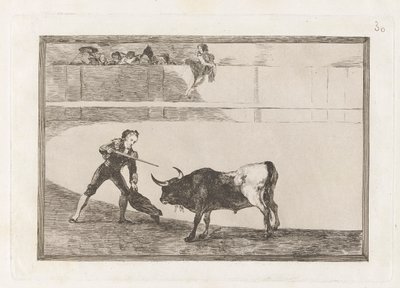 ペドロ・ロメロ殺害？ 立っている雄牛 (Pedro Romero Killing the Halted Bull), Plate 30 from La tauromaquia 作： Francisco de Goya