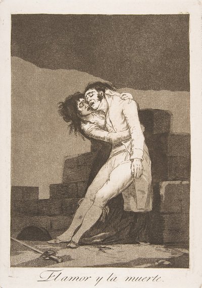 ロスカプリコスのプレート10：愛と死愛と死、1799年。 作： Francisco de Goya