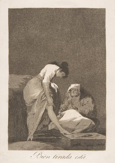 Los Caprichosのプレート17：よく引き伸ばされています。よく引っ張られています。1799。 作： Francisco de Goya