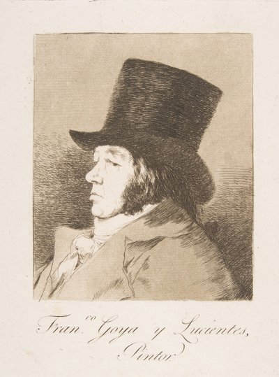 「ロス カプリチョス」のプレート 1: ゴヤ フランコの自画像。 ゴヤ エ ルシエンテス、画家、1799 年。 作： Francisco de Goya
