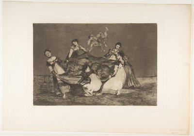 Disparatesのプレート1：フェミニンな愚かさ、ca。 1816〜23年に発行された1864。 作： Francisco de Goya