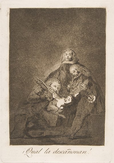 ロスカプリコスのプレート21：彼らが彼女をどうやって摘み取ったのか！ ¡Qual ladescañonan!, 1799 作： Francisco de Goya
