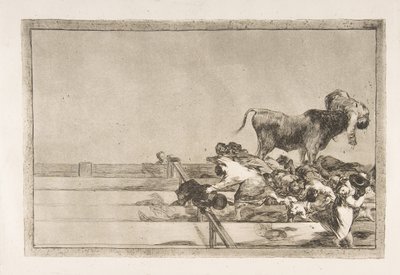 タウロマキアのプレート21：マドリードでのリングの最前列での恐ろしい出来事...、1816年。 作： Francisco de Goya