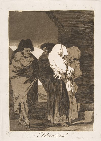 Los Caprichosのプレート22：かわいそうな女の子たち！ポブレシタス！、1799年。 作： Francisco de Goya