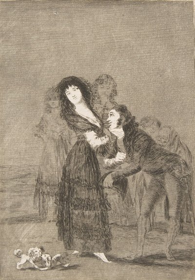 Los Caprichosのプレート27：1799年、Quien mas rendidoを克服したのはどれでしょう。 作： Francisco de Goya