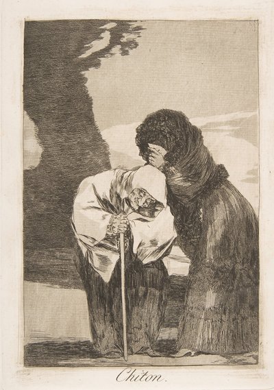 「Los Caprichos」のプレート 28: Hush Chiton., 1799. 作： Francisco de Goya
