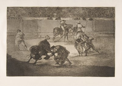 タウロマキアのプレート29：反逆者のパスを作っているPepe Illo。、1816。 作： Francisco de Goya