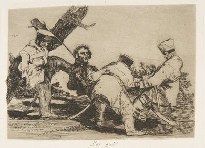 「The Disasters of War」のプレート 32 The Disasters of War: 「Why...」、1810 年に 1863 年に出版。 作： Francisco de Goya