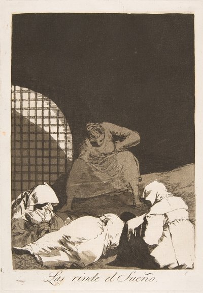 ロスカプリコスのプレート34：睡眠は彼らを克服するThe Yields the Dream。、1799。 作： Francisco de Goya