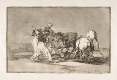 タウロマキアのプレート3：ムーア人はスペインに定住し、迷信をあきらめました...、1816年。 作： Francisco de Goya