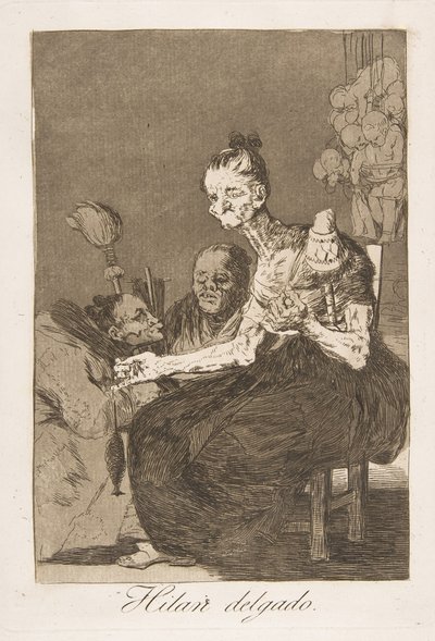 Los Caprichosのプレート44：彼らはHilan delgadoを細かく回転させます。 作： Francisco de Goya