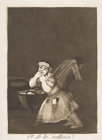 ロスカプリチョスのプレート4：ナニーの男の子El de la rollona。、1799。 作： Francisco de Goya
