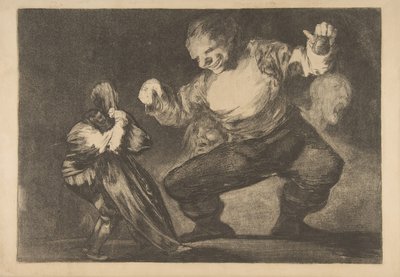 Disparatesのプレート4：Simpleton、ca. 1816年から23年頃のプライベート印刷 作： Francisco de Goya