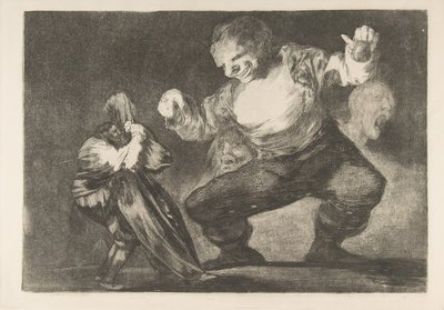 「Disparates」のプレート 4: Simpleton, ca. 1854年から63年の間に出版された1816年から23年。 作： Francisco de Goya