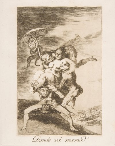 Los Caprichosのプレート65：1799年、ママはドンデヴァーママーに行くところです。 作： Francisco de Goya
