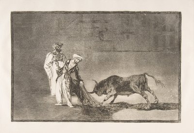 タウロマキアのプレート6：ムーア人は、ブルを呼ぶリングで別の遊びをします...、1816。 作： Francisco de Goya