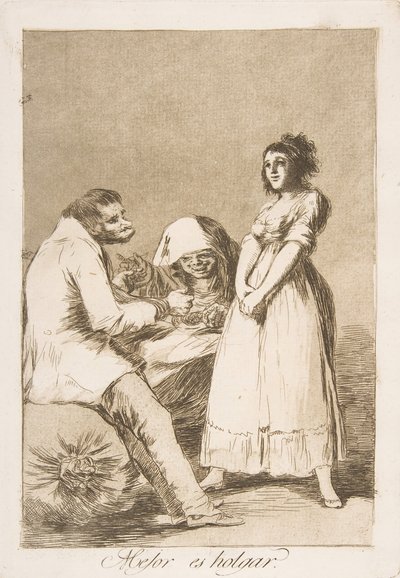 Los Caprichosのプレート73：怠惰なMejor es holgar。、1799である方が良いです。 作： Francisco de Goya