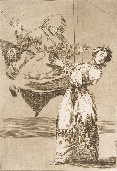 Los Caprichosのプレート74：悲鳴を上げるな、愚かなNo Grites、トンタ、1799年。 作： Francisco de Goya