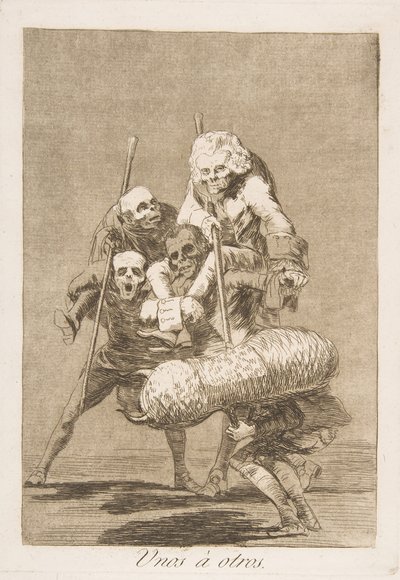 「Los Caprichos」のプレート 77: ある人が別の Unos á otros に行うこと、1799 年。 作： Francisco de Goya