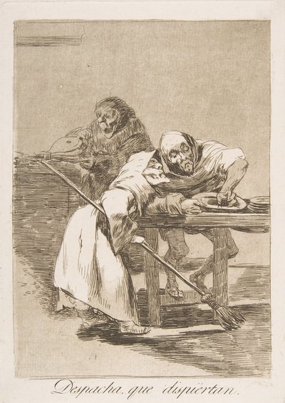 Los Caprichosのプレート78：早く、Despacha、que dispiertan。、1799を起こします。 作： Francisco de Goya