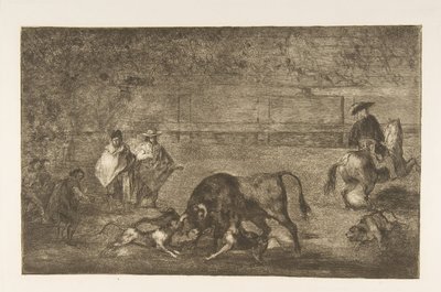 プレートC：犬は雄牛を放します。 1816年。 作： Francisco de Goya