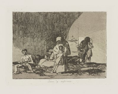 健康で病気です。 （健康と病人）、pl。 シリーズ「戦争の災害」からの57 作： Francisco de Goya