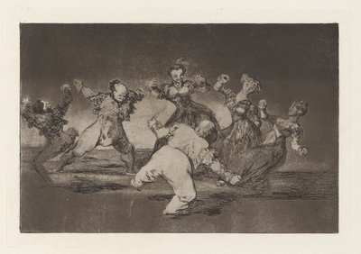 Si Marina bayl?, tome lo que hall? (If Marion Will Dance, Then She has to Take the Consequences)、シリーズ Los disparates (Los proverbios) より 作： Francisco de Goya