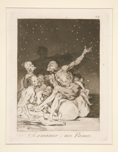 Si amanece, nos vamos (夜明けが来ると私たちは休みます), pl. シリーズ ロス カプリチョスから 71 作： Francisco de Goya