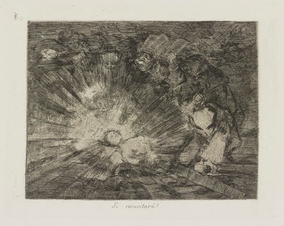 シレシター?? (Will She Rise Again?)、pl。 シリーズ Los desastres de la guerra (戦争の災害) から 80 作： Francisco de Goya