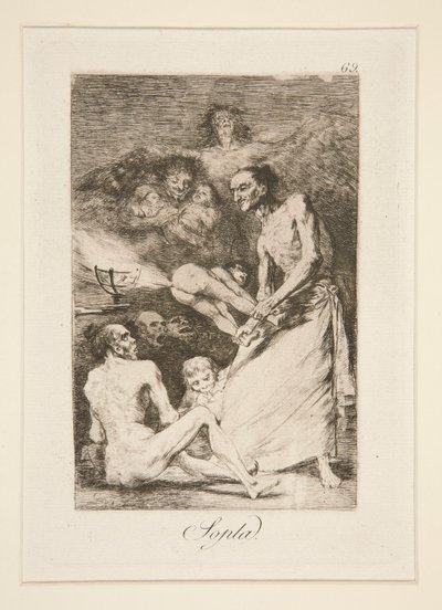Sopla（ブロー）、pl。 シリーズ ロス カプリチョスから 69 作： Francisco de Goya