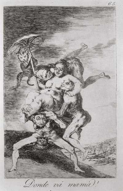 193-0082165 お母さんはどこへ行くの?、「ロス カプリチョス」のプレート 65 作： Francisco Jose de Goya y Lucientes